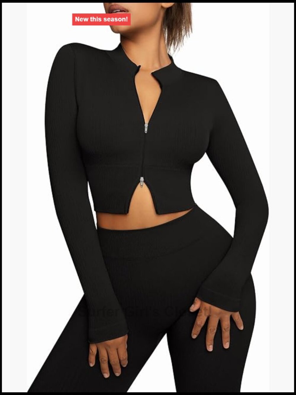 2-Piece Workout Set: High Waist Leggings & Crop Top with Zipper